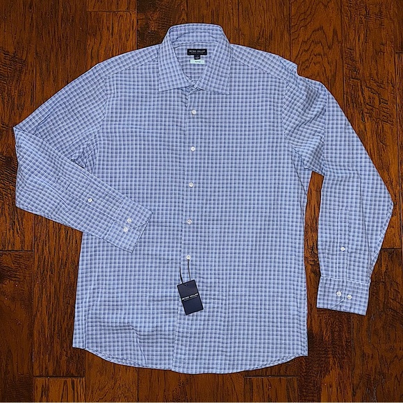 Peter Millar Crown Crafted Flex Finish Chambray Check Shirt - Picture 1 of 7